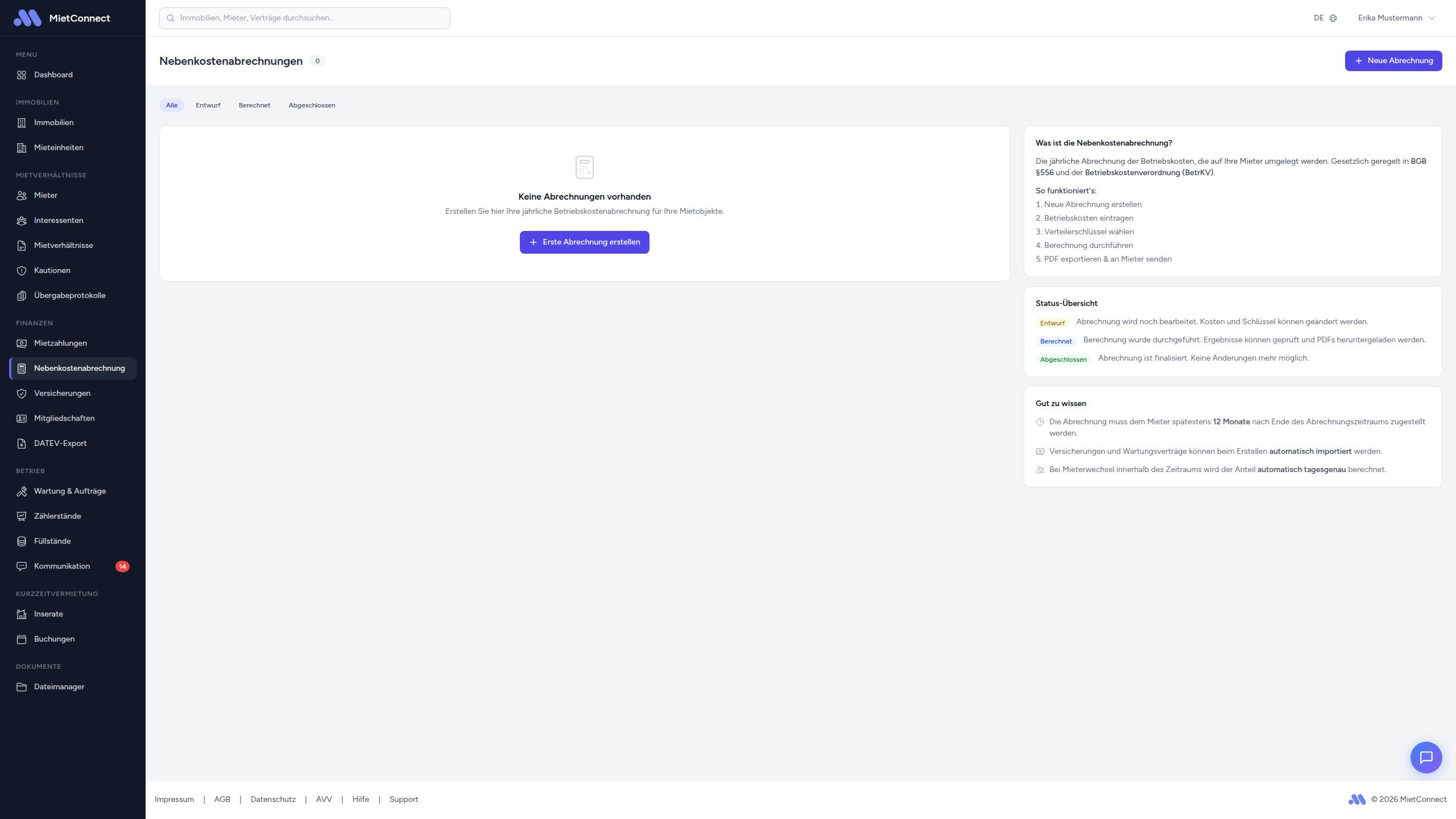Abrechnung abschließen